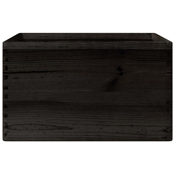 Schwarze Holzkiste mit Griffen 40x30x23cm