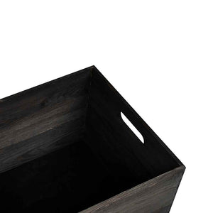 Schwarze Holzkiste mit Griffen 40x30x23cm