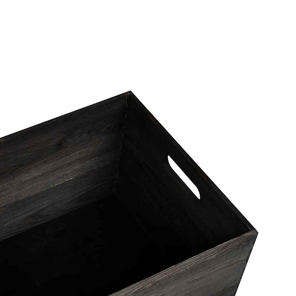 Schwarze Holzkiste mit Griffen 40x30x23cm