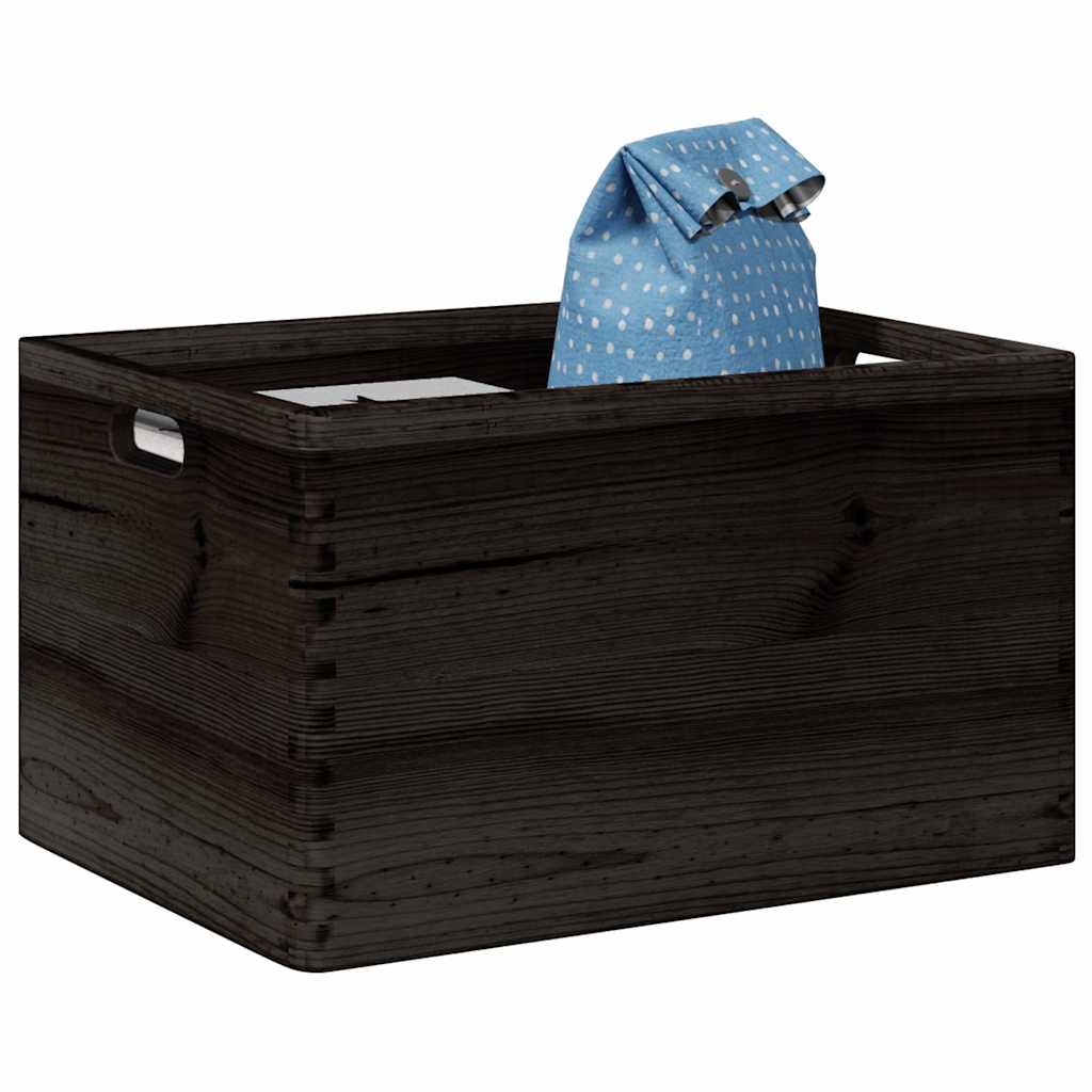 Schwarze Holzkiste mit Griffen 40x30x23cm