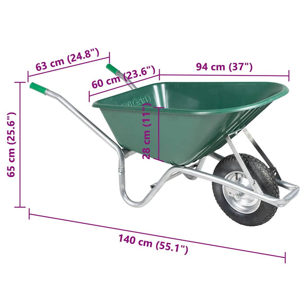 Grüne Schubkarre 90 L, 150 kg