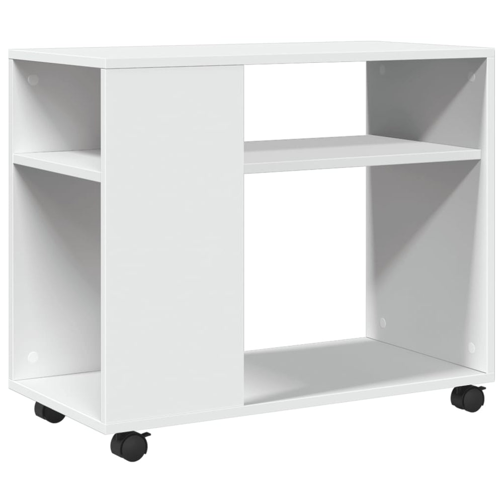 Beistelltisch Weiß mit Rollen 70x35x60 cm