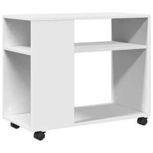 Beistelltisch Weiß mit Rollen 70x35x60 cm