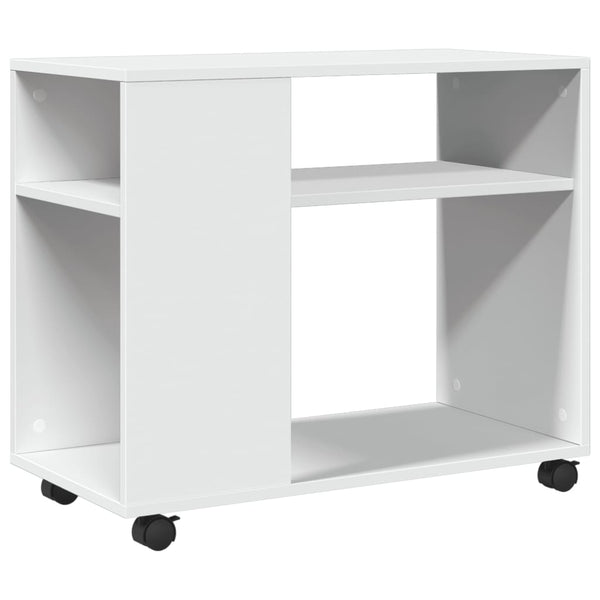 Beistelltisch Weiß mit Rollen 70x35x60 cm