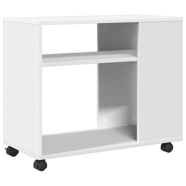 Beistelltisch Weiß mit Rollen 70x35x60 cm