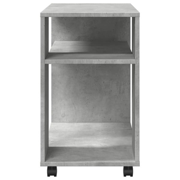 vidaXL Table d'appoint à roulettes Gris béton 70x35x60 cm Bois d'ingénierie