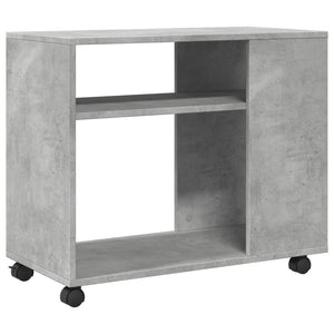 vidaXL Table d'appoint à roulettes Gris béton 70x35x60 cm Bois d'ingénierie