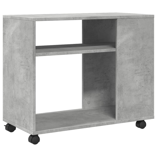 vidaXL Table d'appoint à roulettes Gris béton 70x35x60 cm Bois d'ingénierie
