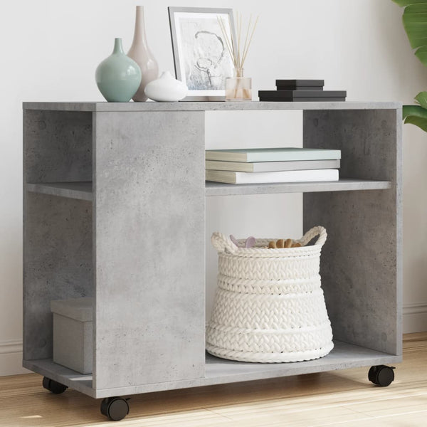 vidaXL Table d'appoint à roulettes Gris béton 70x35x60 cm Bois d'ingénierie
