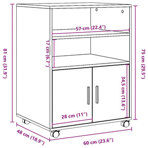 Rollschrank Schwarz 60x48x81 cm