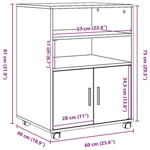 Rollschrank Sonoma-Eiche 60x48x81 cm