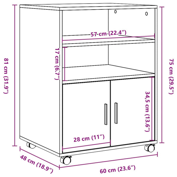 Rollschrank Grau Sonoma 60x48x81 cm