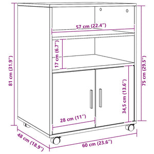 Rollschrank Artisan-Eiche 60x48x81 cm