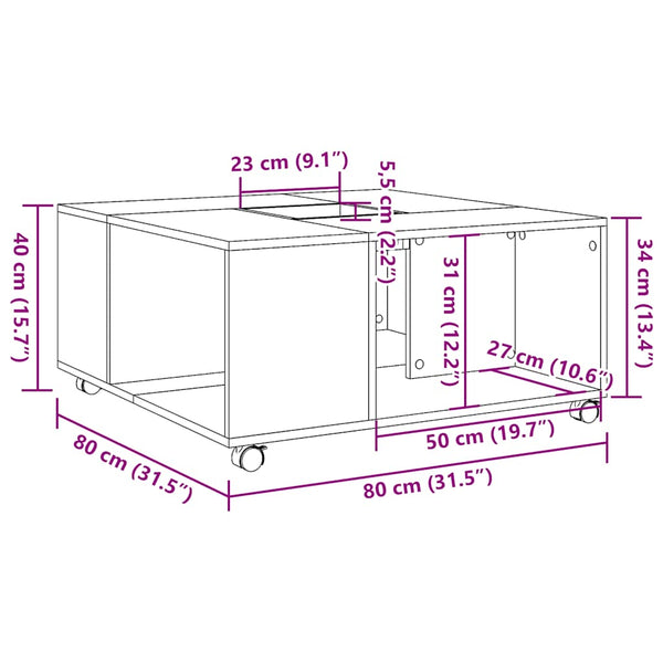 Schwarzer Couchtisch 80x80 cm