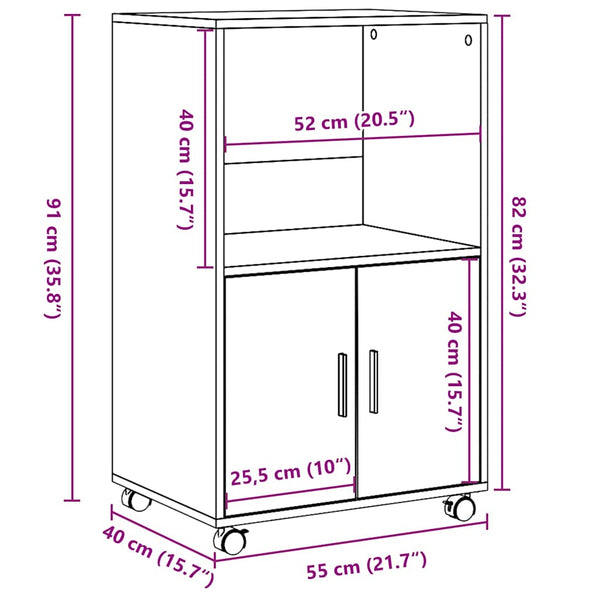 Rollschrank Betongrau 55x40x91 cm