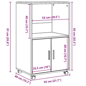 Rollschrank Räuchereiche 55x40x91 cm