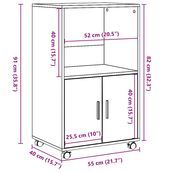 Rollschrank Grau Sonoma 55x40x91 cm