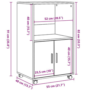 Rollschrank Altholz-Optik 55x40x91 cm