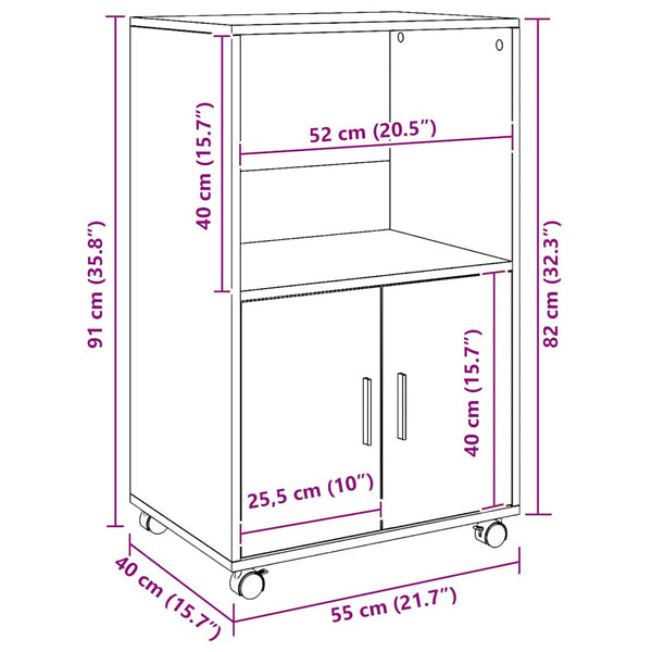 Rollschrank Artisan Eiche 55x40x91 cm
