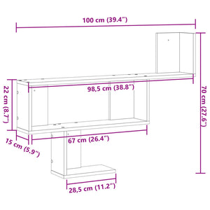Schwarzes Wandregal 100 cm