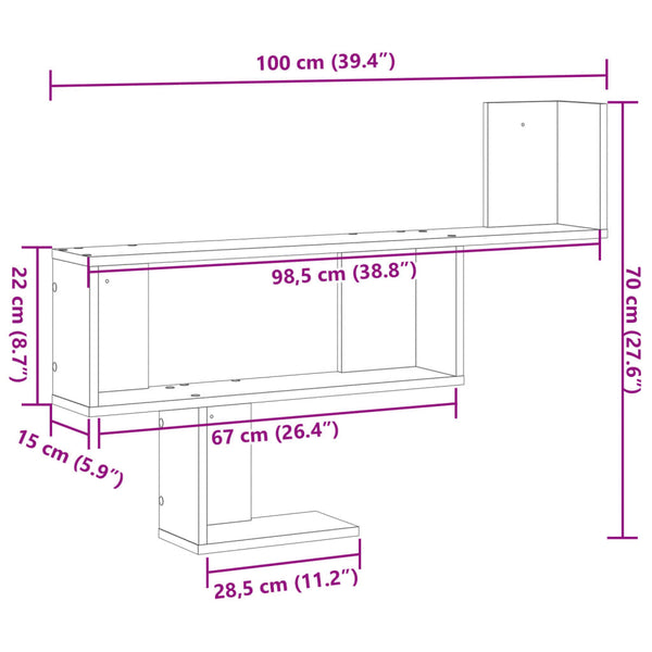 Schwarzes Wandregal 100 cm