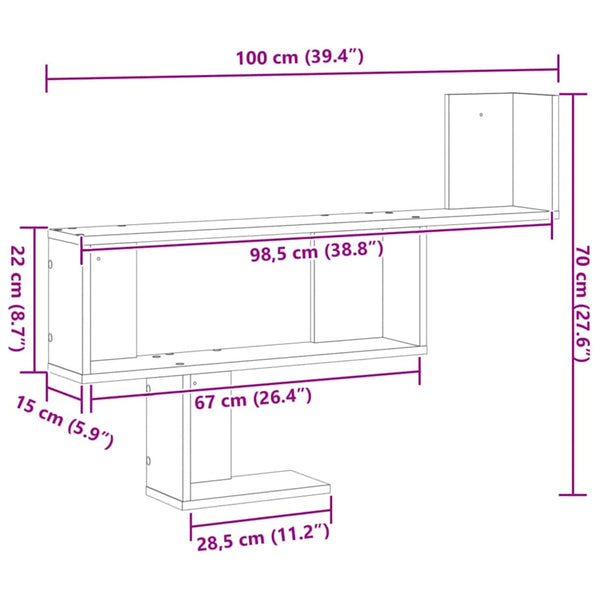 Wandregal Artisan Eiche 100x15x70 cm