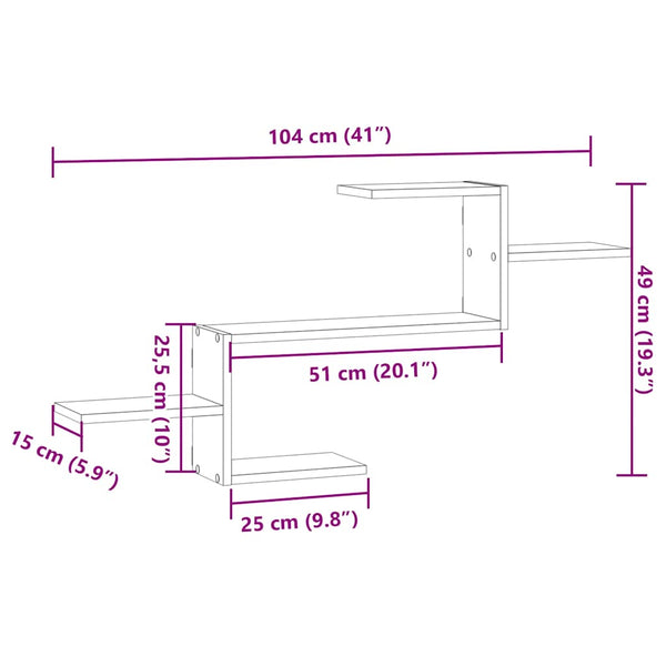 Wandregal Sonoma Eiche 104 cm