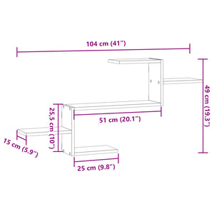 Betongraues Wandregal 104 cm