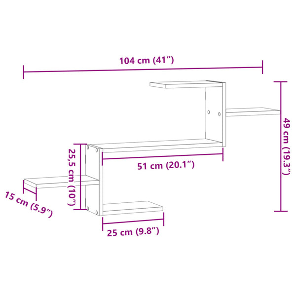 Wandregal Räuchereiche 104 cm
