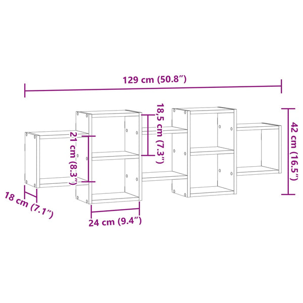 Wandregal Betongrau 129cm