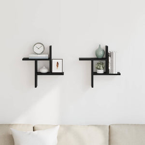 Schwarze Wandregale, 2er Set