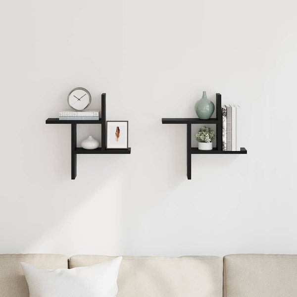 Schwarze Wandregale, 2er Set