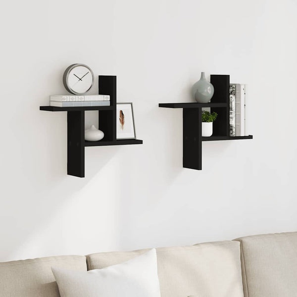 Schwarze Wandregale, 2er Set