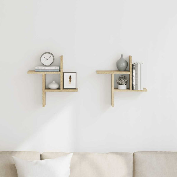 Wandregale 2er Set Sonoma Eiche 38x12x38cm
