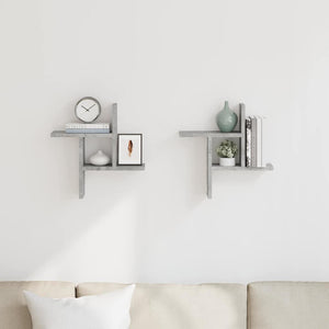Wandregale 2er Set Betongrau 38x38 cm