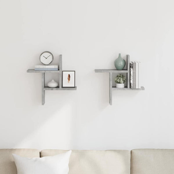 Wandregale 2er Set Betongrau 38x38 cm