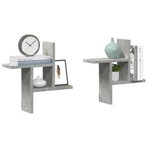 Wandregale 2er Set Betongrau 38x38 cm