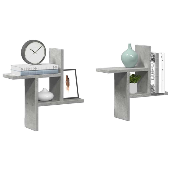Wandregale 2er Set Betongrau 38x38 cm