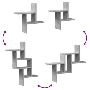 Wandregale 2er Set Betongrau 38x38 cm
