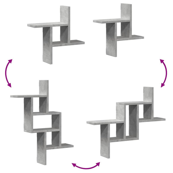 Wandregale 2er Set Betongrau 38x38 cm