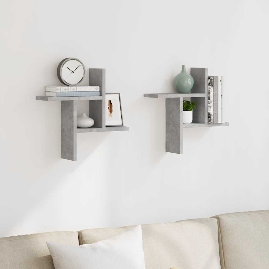 Wandregale 2er Set Betongrau 38x38 cm