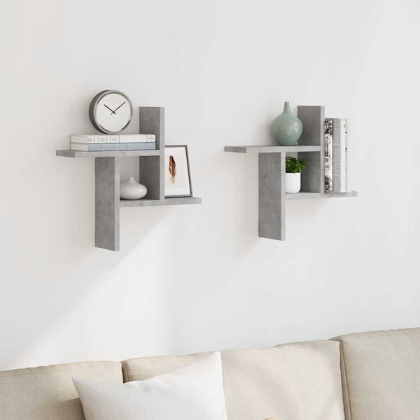 Wandregale 2er Set Betongrau 38x38 cm