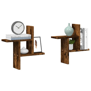 Wandregale 2er Set Räuchereiche 38cm