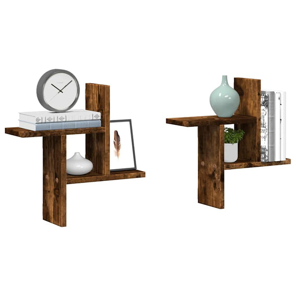 Wandregale 2er Set Räuchereiche 38cm