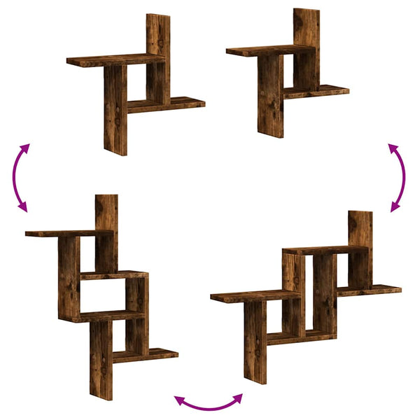 Wandregale 2er Set Räuchereiche 38cm