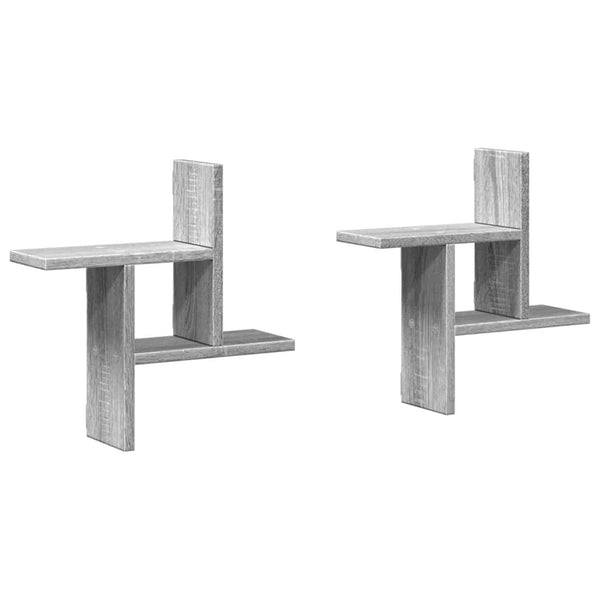 Wandregale 2er Set Grau Sonoma 38x38 cm