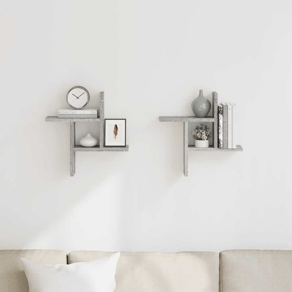 Wandregale 2er Set Grau Sonoma 38x38 cm