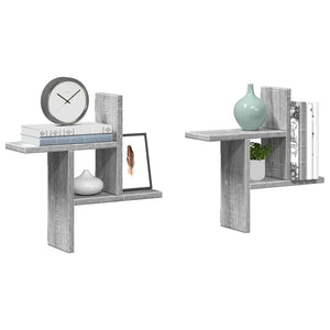 Wandregale 2er Set Grau Sonoma 38x38 cm