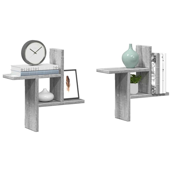 Wandregale 2er Set Grau Sonoma 38x38 cm