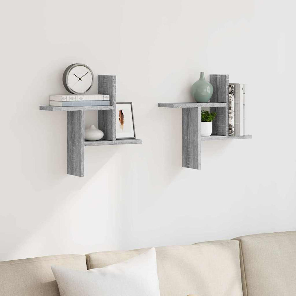 Wandregale 2er Set Grau Sonoma 38x38 cm